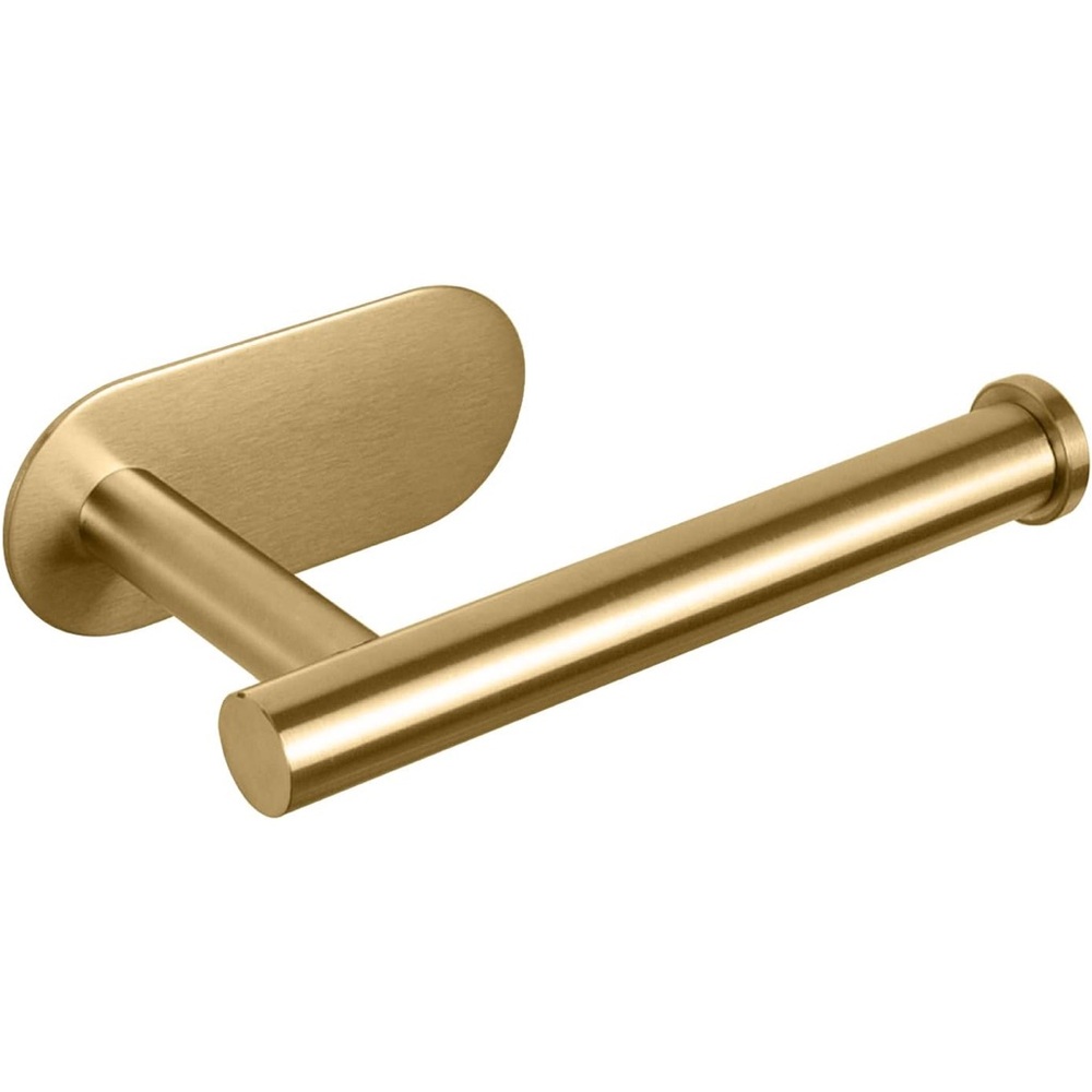 NWT New Toilet Paper Holder Self Adhesive No Nails - Brushed Gold